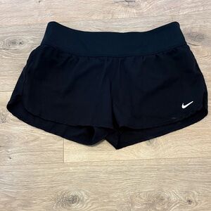 Nike Women's Black Running Shorts with White Swoosh